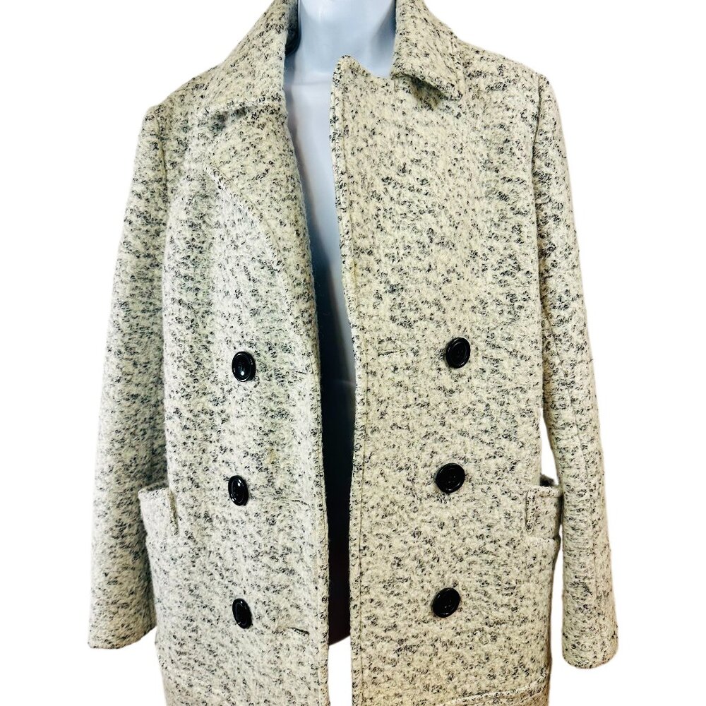 Forever 21 White & Black Flecked Pea Coat - Size M - Worn Once